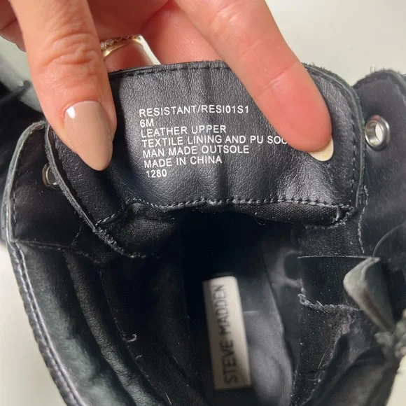 Steve Madden platform chunky Black Leather Ankle Boots 6 - Picture 6 of 8